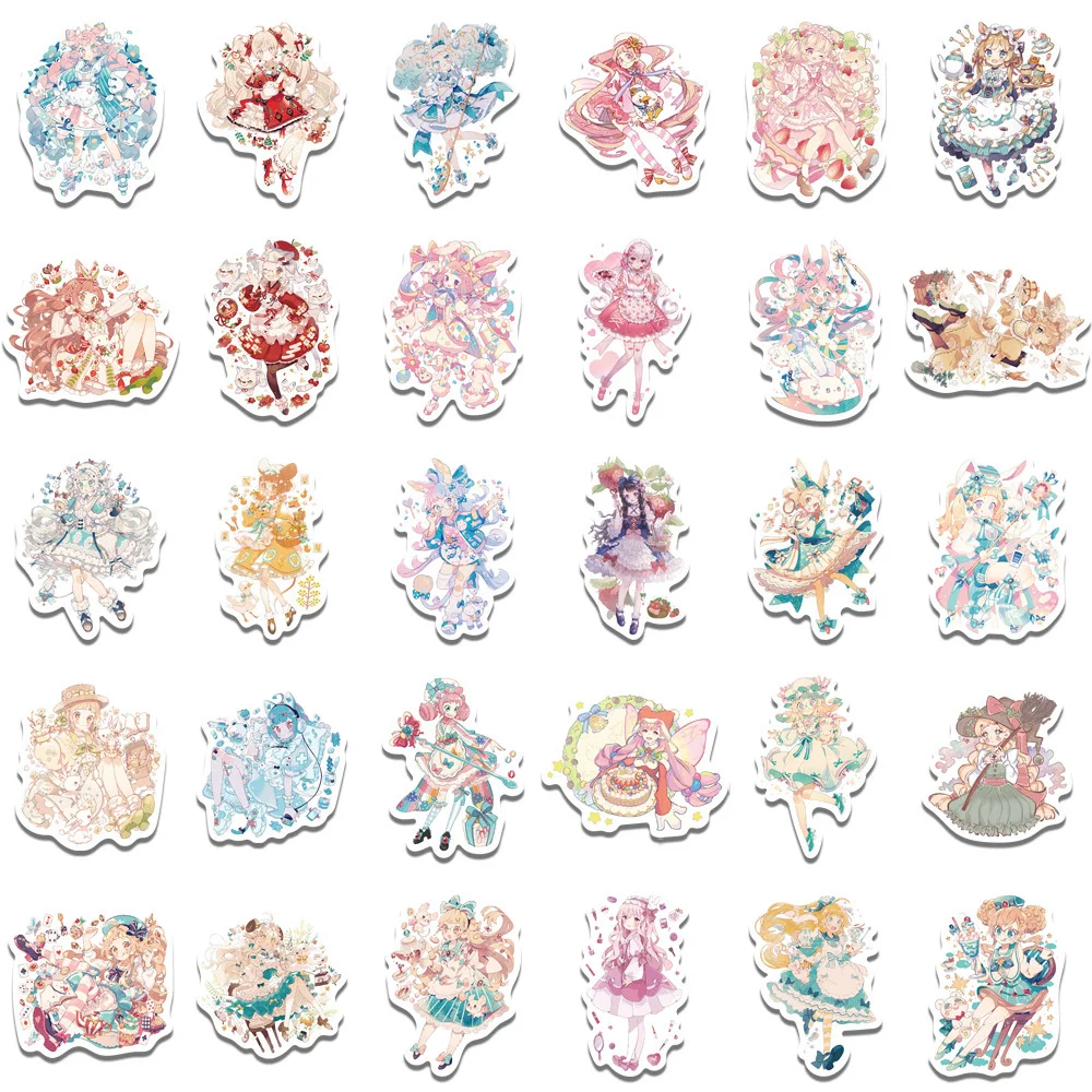 10/30/50PCS Cartoon Anime Girl Anime Individuality Graffiti  Creative Sticker Desk Guitar Computer Waterproof Sticker Wholesale