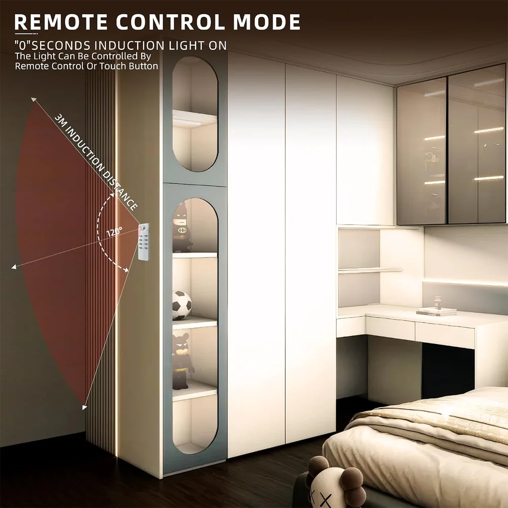 Ultra Thin LED Under Cabinet Lights Wireless Rechargeable Closet Light with Remote Motion Sensor Indoor CCT Dimmable for Kitchen
