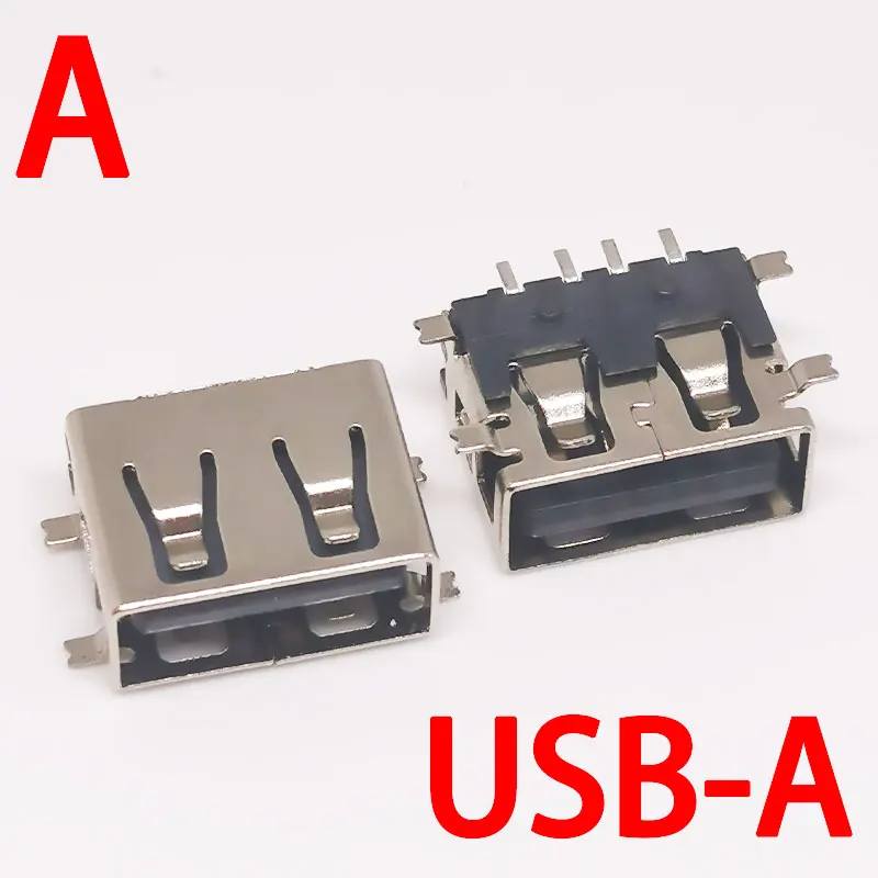 10pcs USB-A Interface Socket Standard Port Female Solder Jacks Connector DIP Straight Vertical Bend Needle PCB Socket 13.7mm