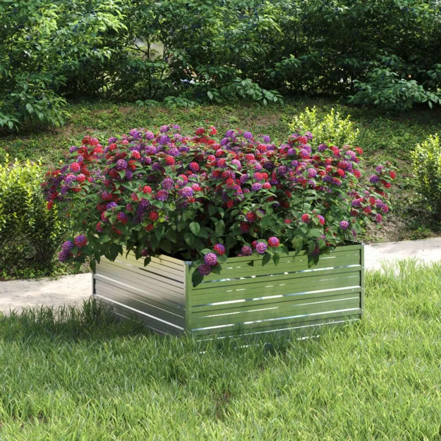 

Garden Raised Bed 39.4x39.4x17.7 Galvanized Steel Silver