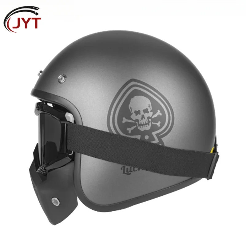 

Современный дизайн, тупой серый, серебряный череп, 3/4 мотоциклетный шлем с открытым лицом и влагопоглощающей внутренней подкладкой, отлично подходит для городских туриек