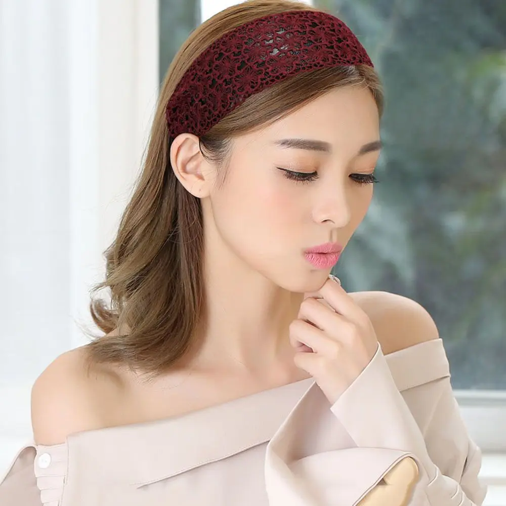 

Headdress Broadside Women Makeup Flower Wide Side Women Hairband Hair Accessories Korean Style Headband Lace Hair Hoop