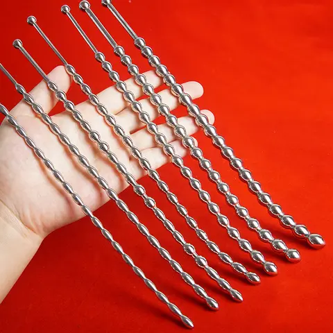 Curved Urethral Insert Penis Plug Stainless Steel,Metal Urethtra Urethra Dilator Sounds Beads,Long Uretre Sounding Catheter