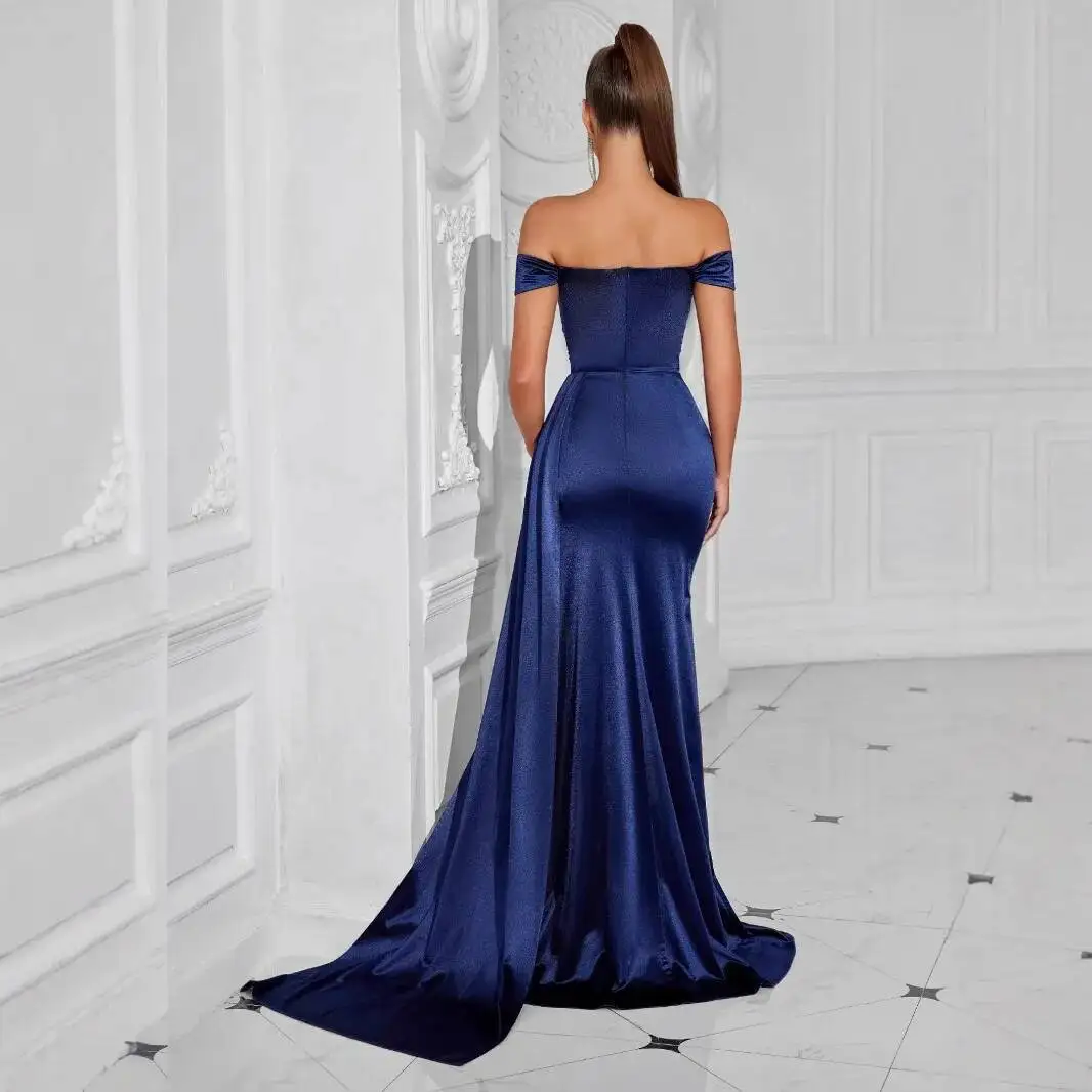 Sexy sem alças sem costas alta divisão maxi vestido para mulheres preto fora do ombro sem mangas bodycon clube festa vestido longo roupas