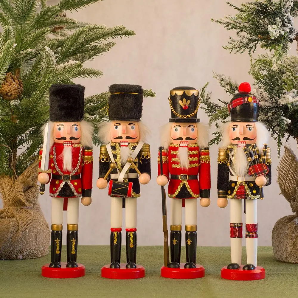 Puppet Vintage Christmas Nutcracker Painted Handicraft Soldier Doll Drummer 30cm Handcraft Figurine Office Decor