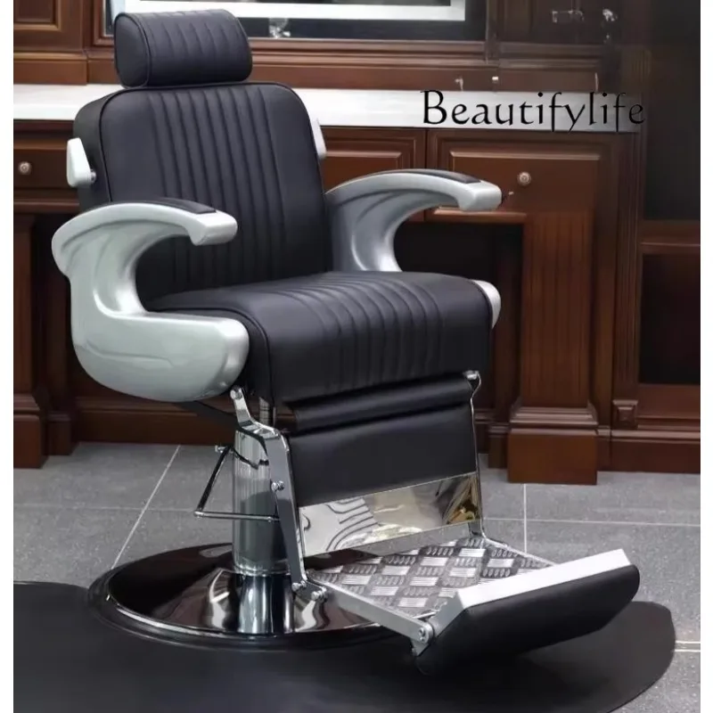 BJ Retro High-end Hair Salon Men's Oil Head Barber Chair Special Reclining Shaving Barber Chair Direct Sales