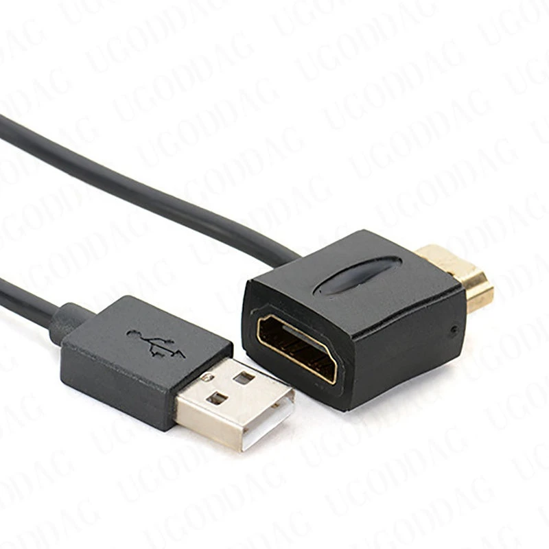 HD 1080P HDMI-compatible Female to Male Converter HDTV Adapter HDTV Switch with 50cm USB 2.0 Charger Power Supply Cable