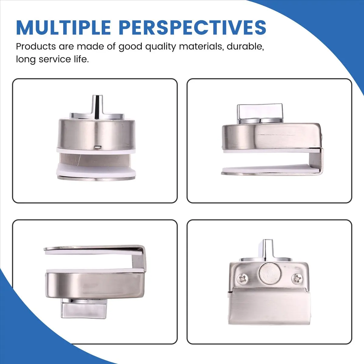 ABFS Glass Sliding Door Lock Non-Apertured Stainless Steel Glass Door Lock for Shower Room Bathroom Accessories