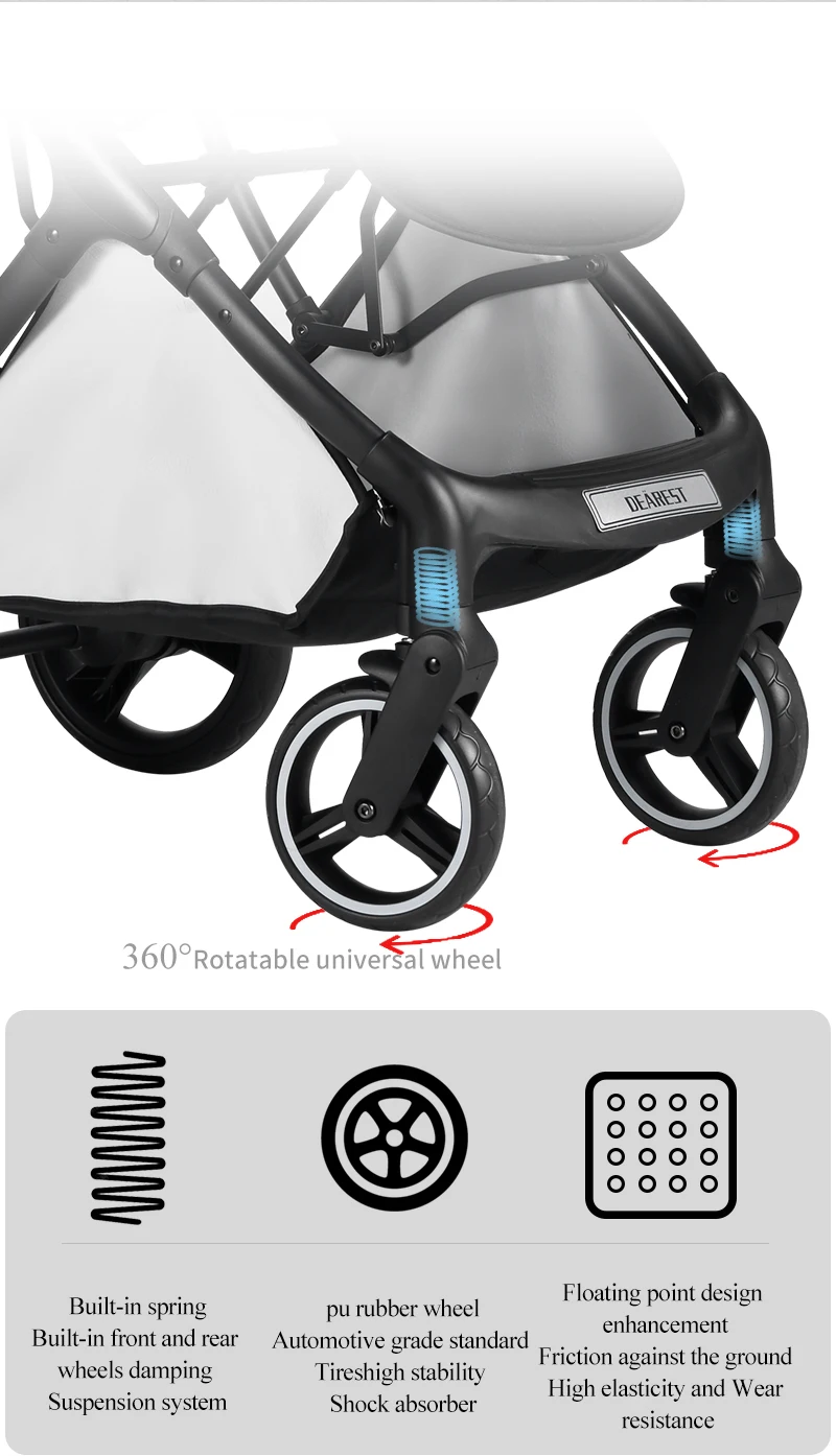 DEAREST Chinese Luxury Baby Stroller Supplier Directly Sale High View Baby Stroller 3 in 1 With Car Seat