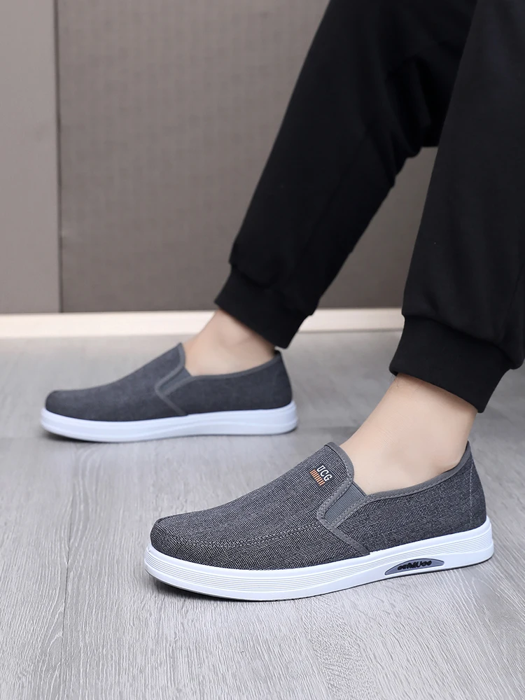 Men‘s Canvas Shoes Low Top Joker Men‘s Casual Breathable Men’s Shoes One Pedal Lazy Work Shoes