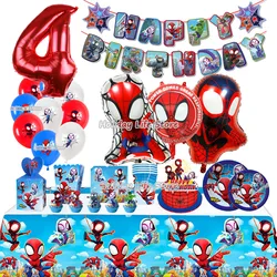 Decoración de cumpleaños de Spiderman, suministros de fiesta de Spidey y sus increíbles amigos, globo de papel de aluminio para niños, vajilla desechable