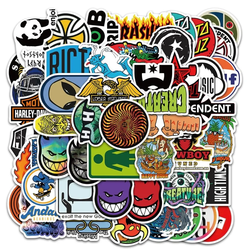 

50pcs cool skateboard fashion Stickers For Suitcase Skateboard Laptop Luggage Fridge Phone Car Styling DIY Decal