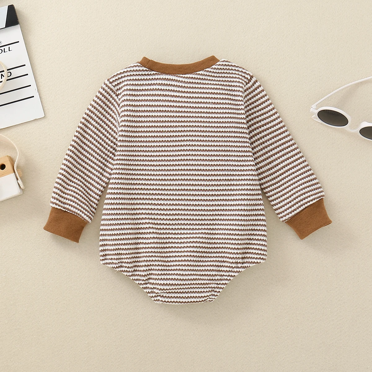 Spring Autumn Unisex Baby Toddler Striped Bee Embroidered Long Sleeve Triangle Romper Casual Home Wear
