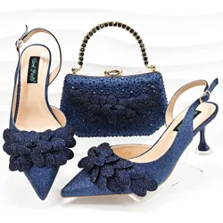 Fashionable And Versatile Dark-colored Shallow Pointed High Heels And Exquisite Handbag Popular In Europe And The United States