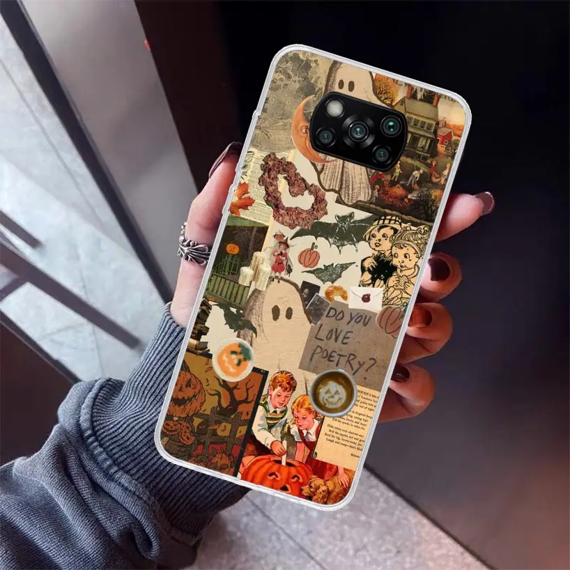 October Fall Halloween Spooky Pumpkin Phone Case for Xiaomi Poco X6 X5 X4 X3 Nfc F6 F5 Pro F4 Gt F3 F2 F1 M5S M4 M3 5G Soft Cove