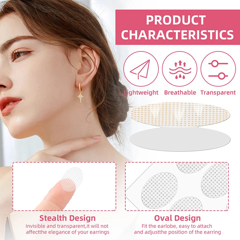 

Nude Earlobe Support Stickers -Transparent Patch for Stretched Piercing Relief,Daily Wear Protection Against Tearing&Sagging