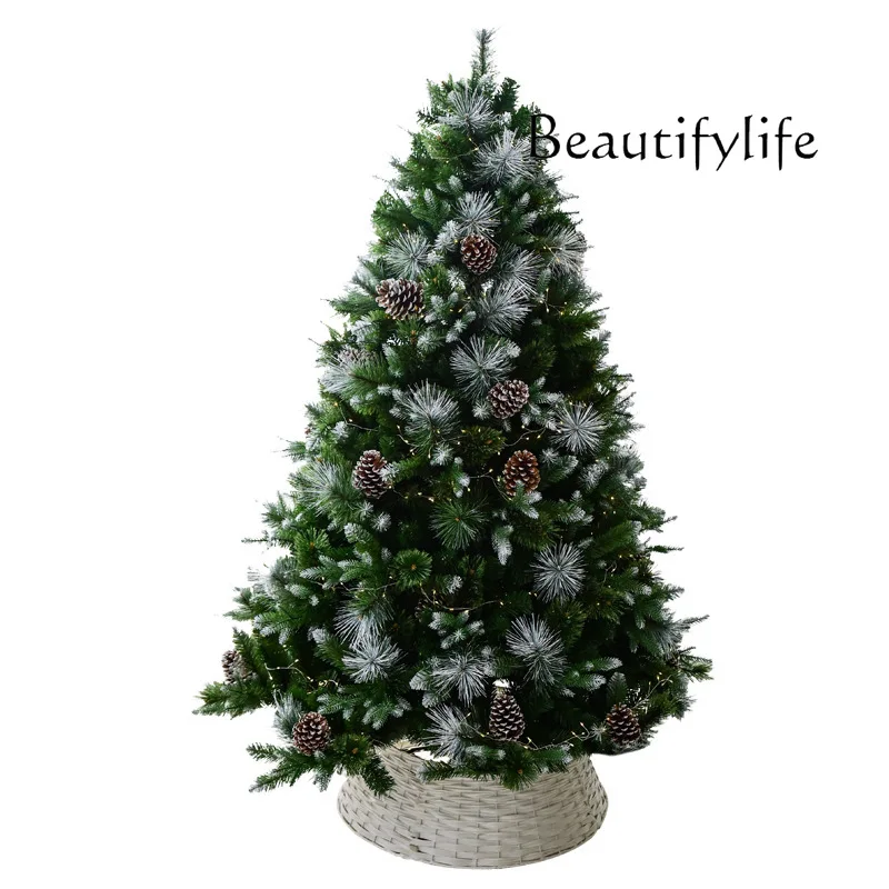 Conjunto de decoración de árbol de Navidad, pino de cono de pino cifrado para el hogar, color blanco y plateado, 1,5 M, 1,8 M