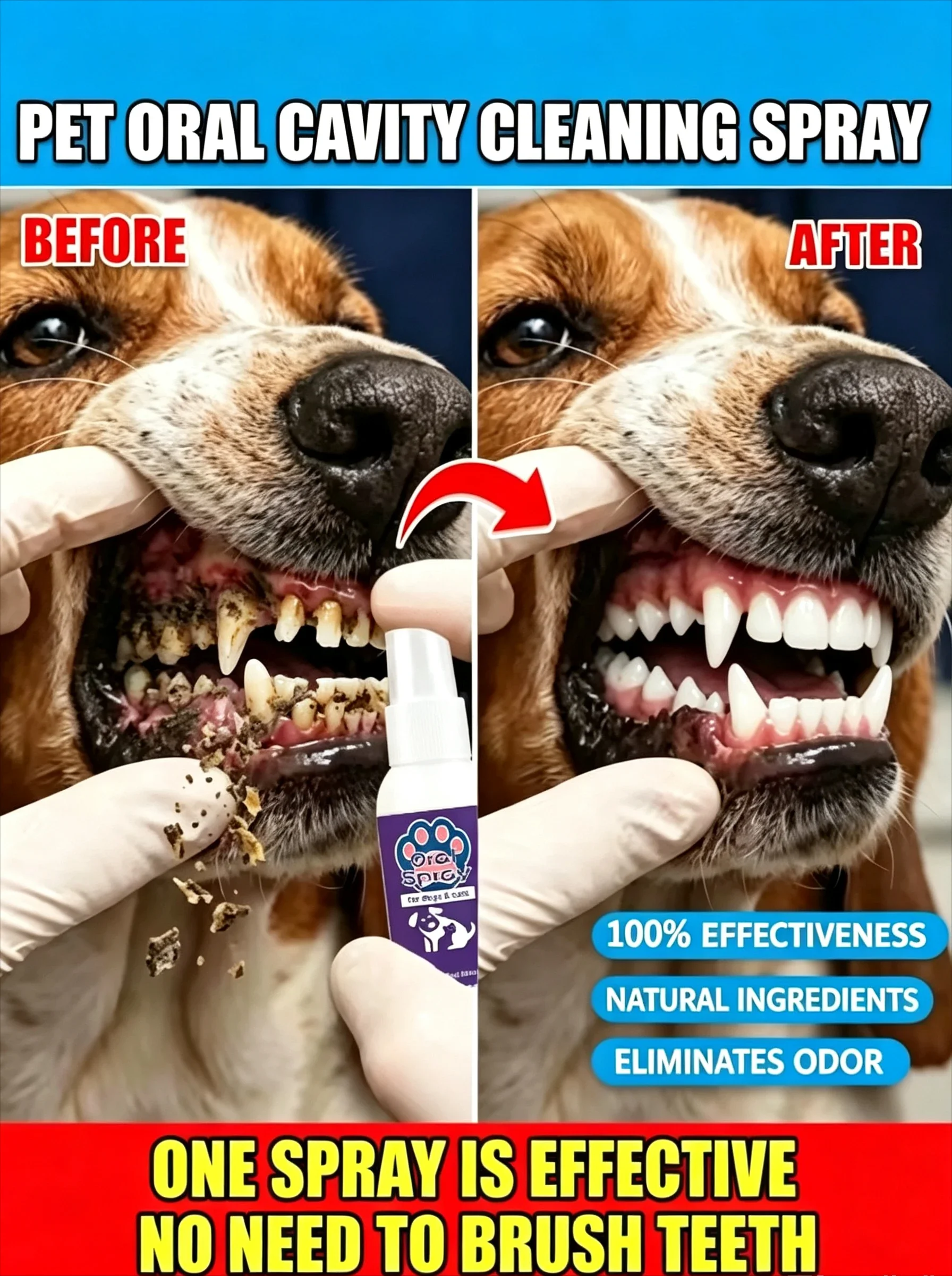 Instant Pet Breath Freshener Spray - Safe Daily Oral Care for Dogs & Cats, Helps Eliminate Bad Breath & Freshen Mouth
