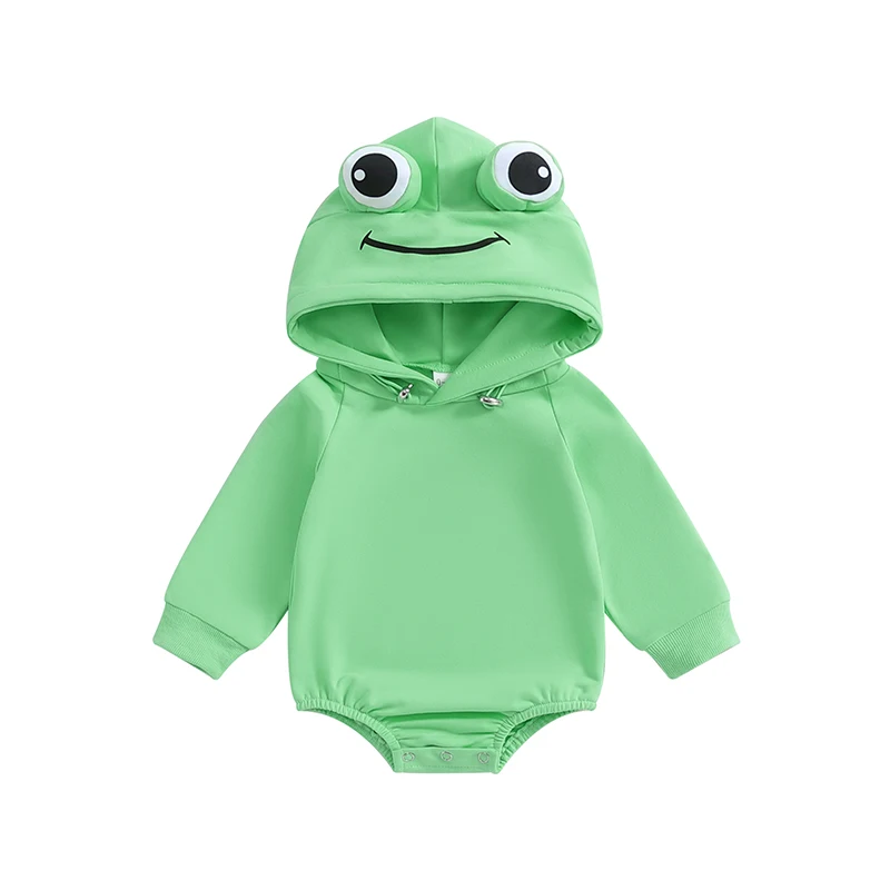 Baby Romper Long Sleeve Hooded Frog Costume Bodysuit Halloween Clothes for Girls Boys