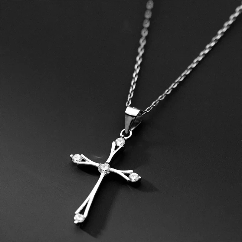 LYCFN 3mm Zircon 100% S925 Sterling Silver Plated 18k Gold Cross Necklace Pendant Birthday Gift for Women Fine Customs Jewelry