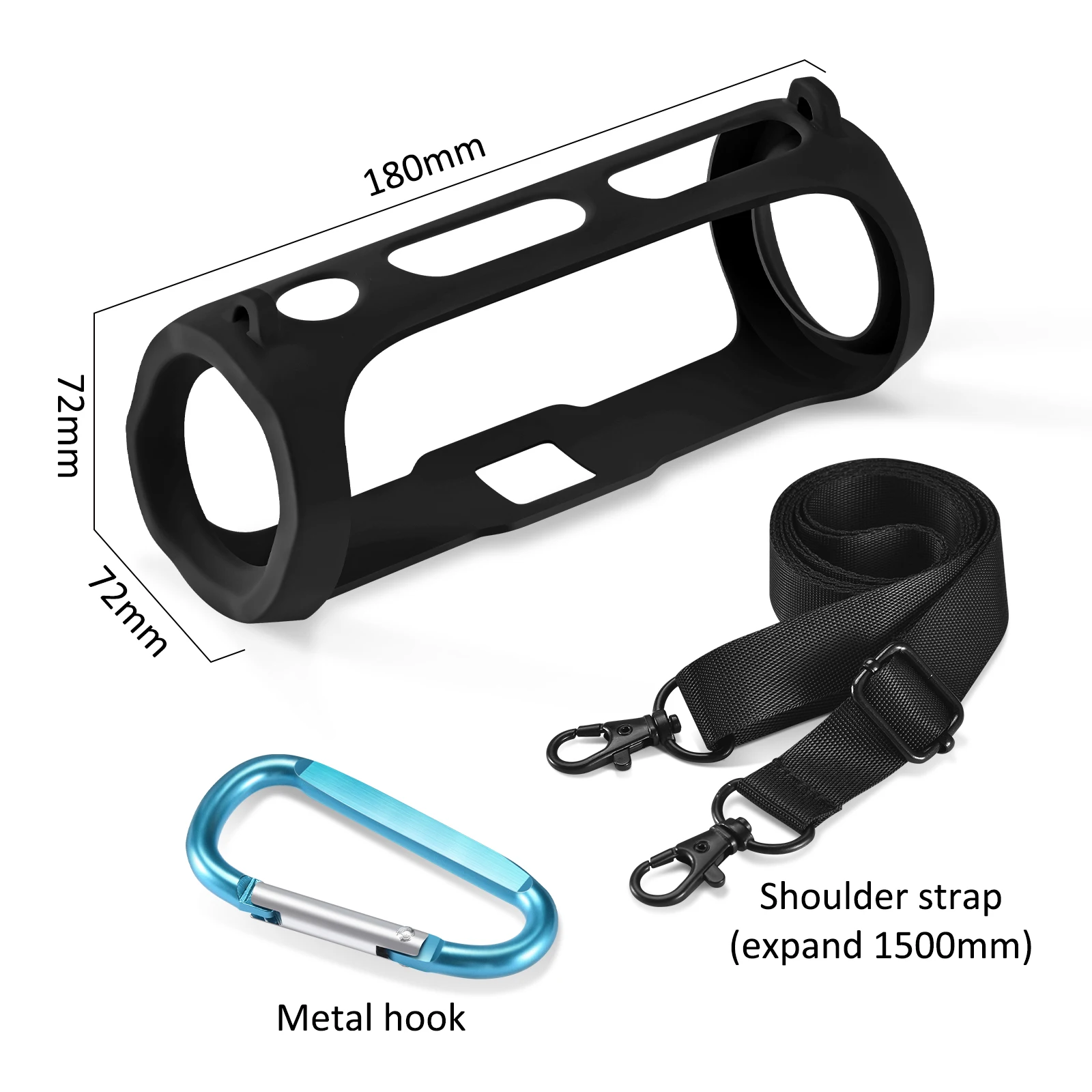 Soft Speaker Sleeve Portable Speaker Protective Cover with Shoulder Strap and Carabiner Protective Case for JBL FLIP ESSENTIAL 2