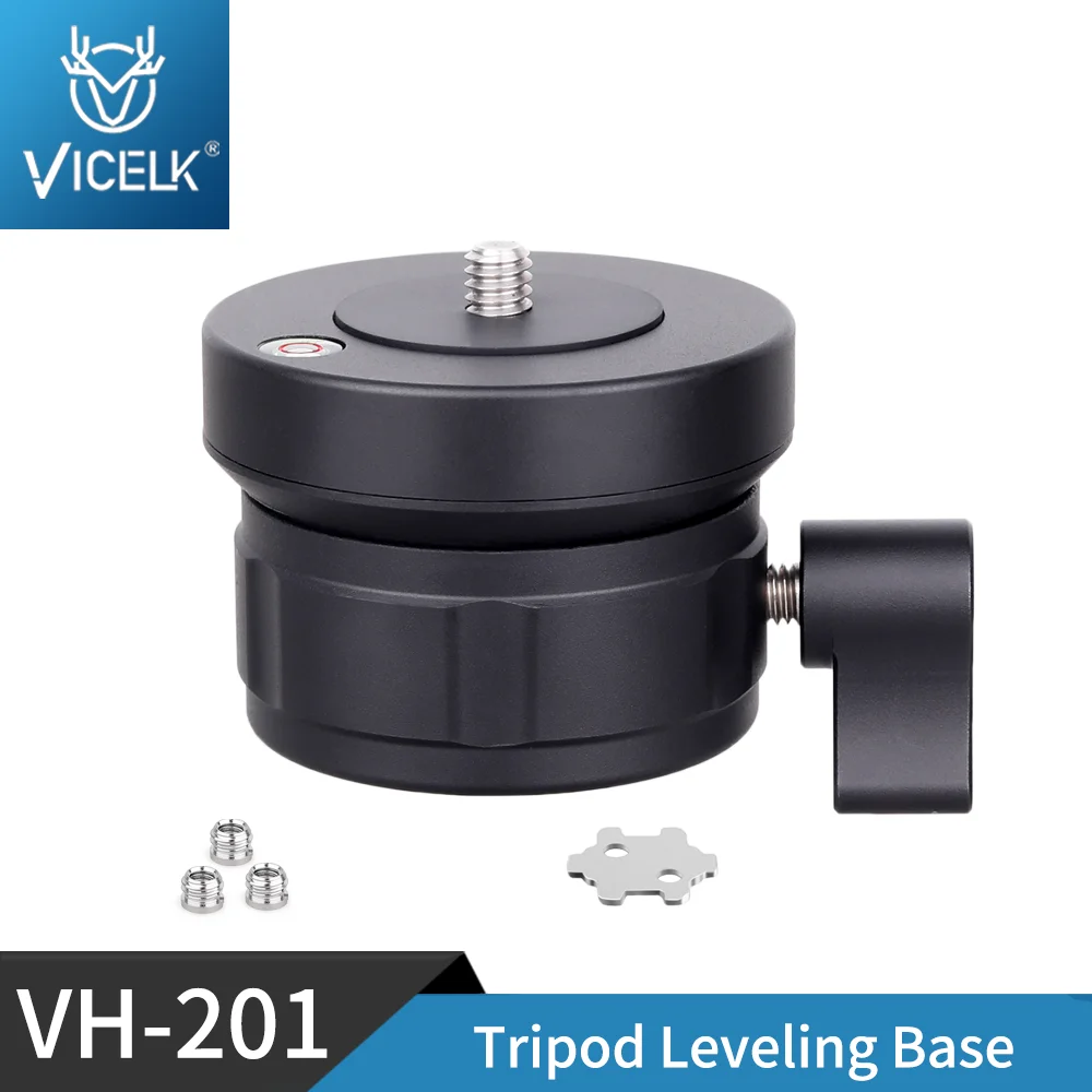 

VICELK VH-201 Tripod Leveling Base Horizontal Adjustment Platform 360°Panoramic Rotatable Head for DSLR Camera Max Load 10kg