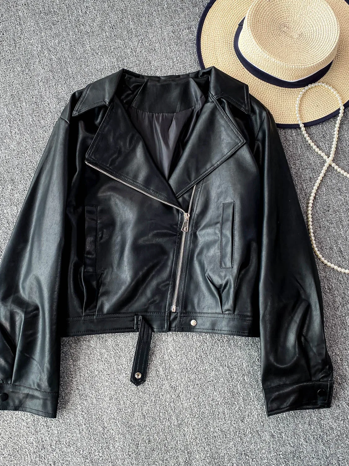 Sli ort PU Pelle Jaet Cappotto da motociclista Bla da donna Dimagrante Colletto ribaltabile Jaet Capispalla Trendy Pendolarismo Sle Autunno Wi...