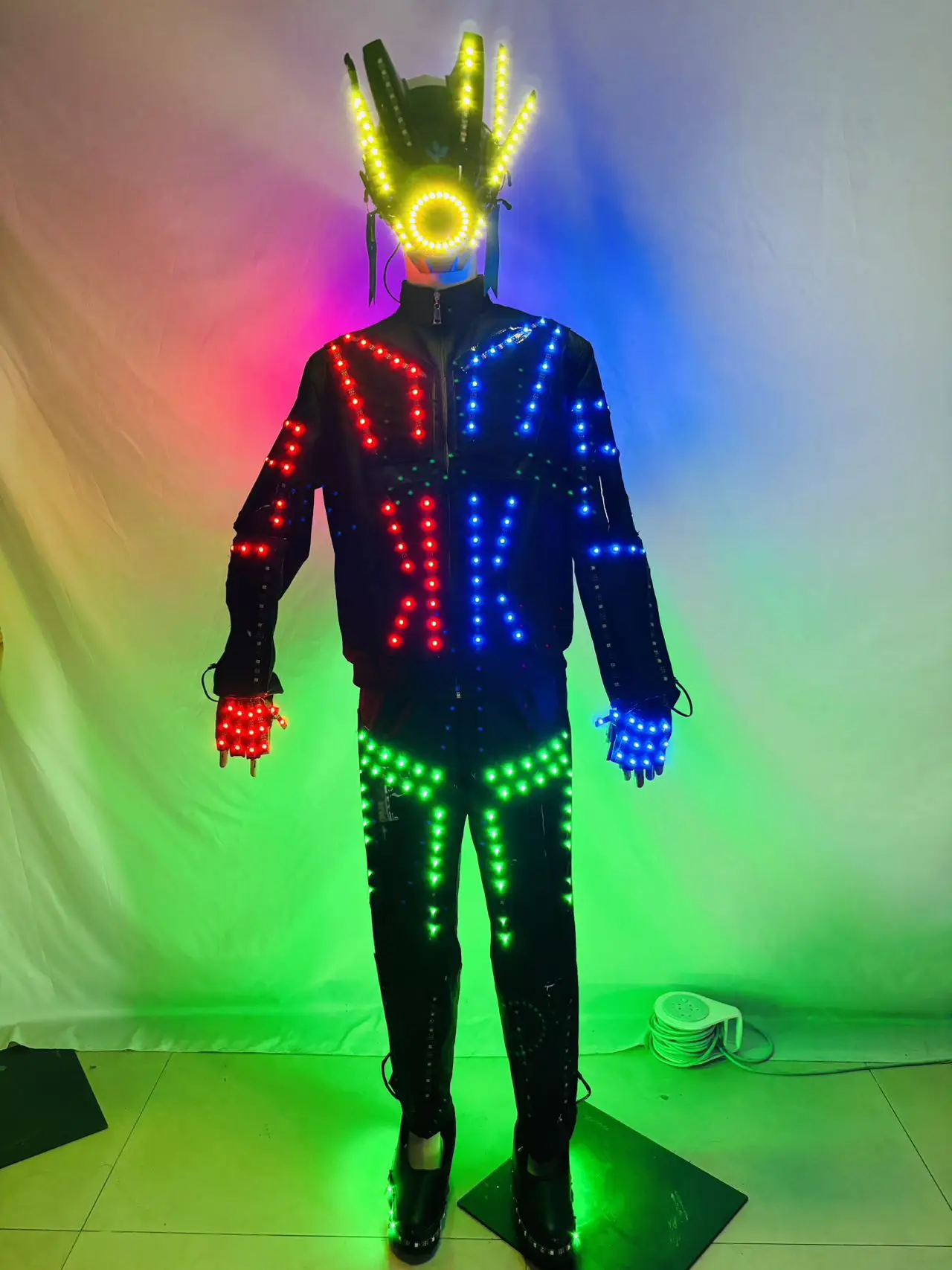 Multi-modes LED Robot Shiny Dramatic Robot for Men Night Club Dancing Stage Performance Costume