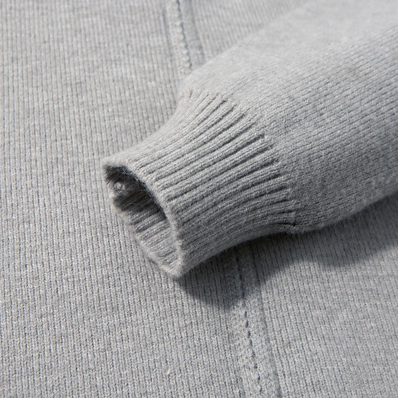 Luxusmarke Herren Halbhoher Kragen Pullover Herbst Neu Gestrickter Cardigan Jacquard Einfarbig Langarm Mode Lässige Herrenbekleidung – Detail 9