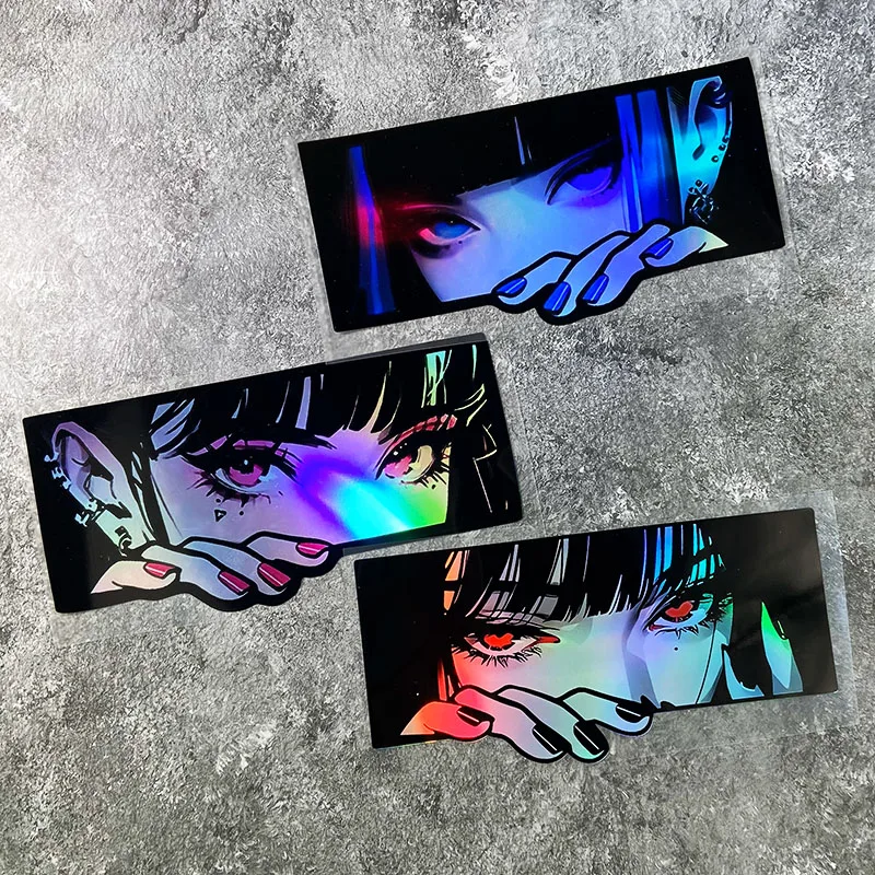 

1PC JDM Anime Girl Motorcycle Sticker Waterproof for Motorbike Fuel Tank Side Panel Electric Scooter Laser Decor Vinyl Decals