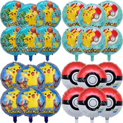 6Pcs Pokemon Balloons 18inch Pikachu Squirtle Bulbasaur Charmander Aluminum Balloon Decoration Supplies Kids Birthday Party Gift