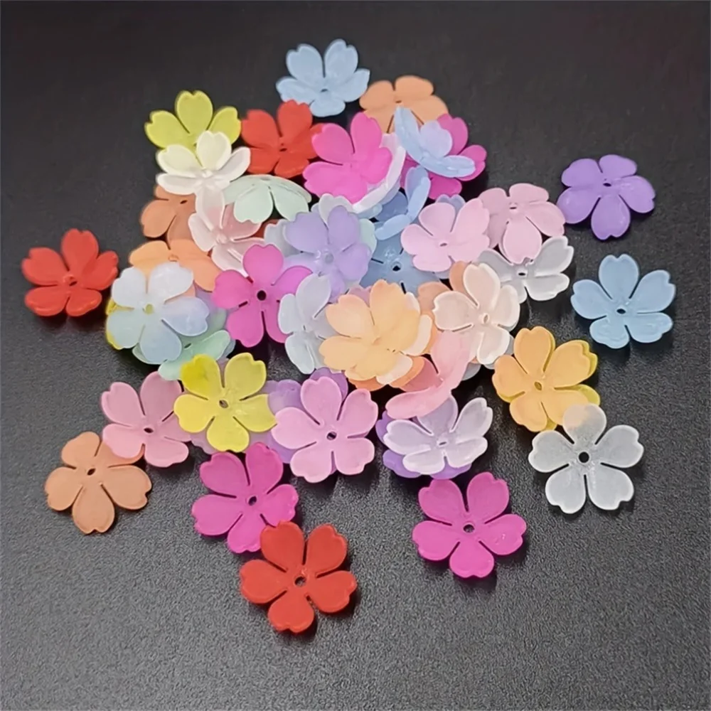 100pcs 14mm Warm Color Frosted Petal Bead Cap with Flower Spacing Beads for DIY Handmade Bracelet Necklace Making image 5