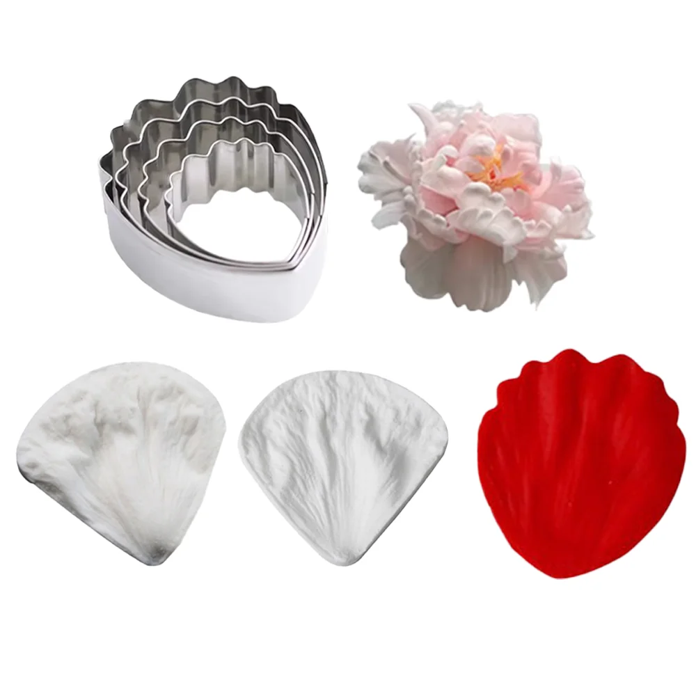 eony Petal Silicone Mold With Stainless Steel Petal Cutter Set Gum Paste Flower Mould DIY Handicraft Fondant Flower