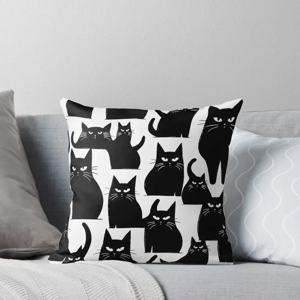 

Black Cat Pattern - suspicious Black cats are up to something Throw Pillow luxury throw pillow covers Cusions Cover pillow