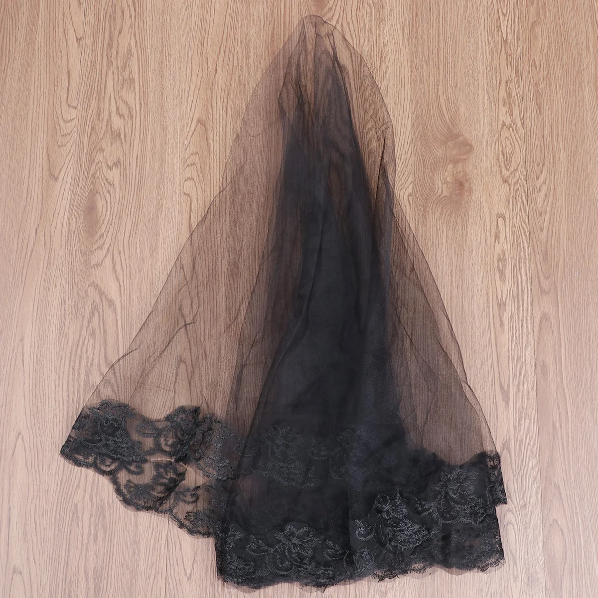 Retro Embroidery Veil Lace Bride Long Black for Photography Wedding Halloween Cosplay