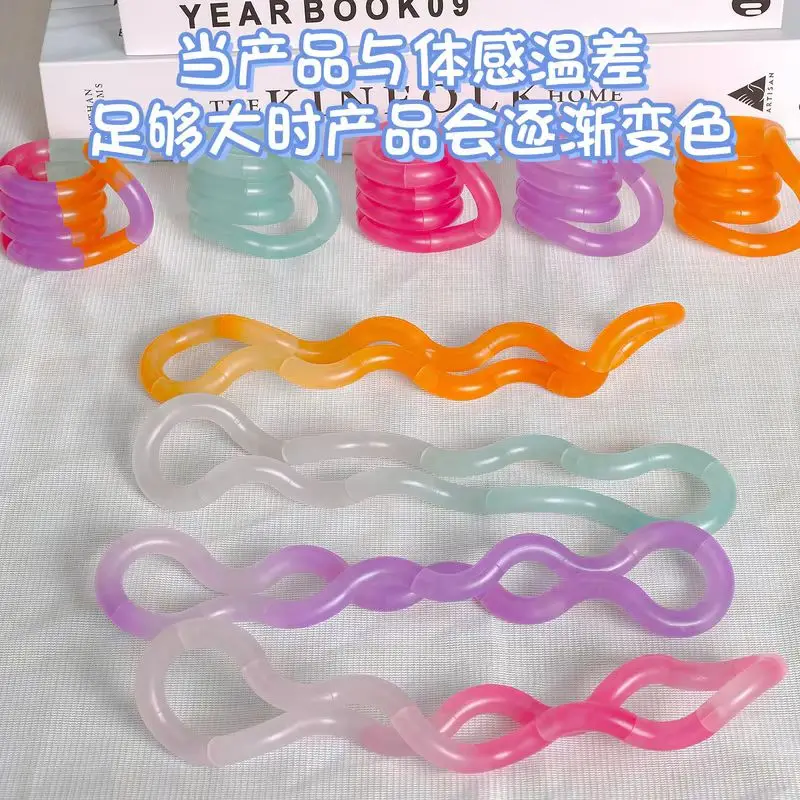 5pcs Silicone Temperature Changing Twisting And Finger Decompression Toy Pinch Pressure Plate Play Gradient Color Focus Training
