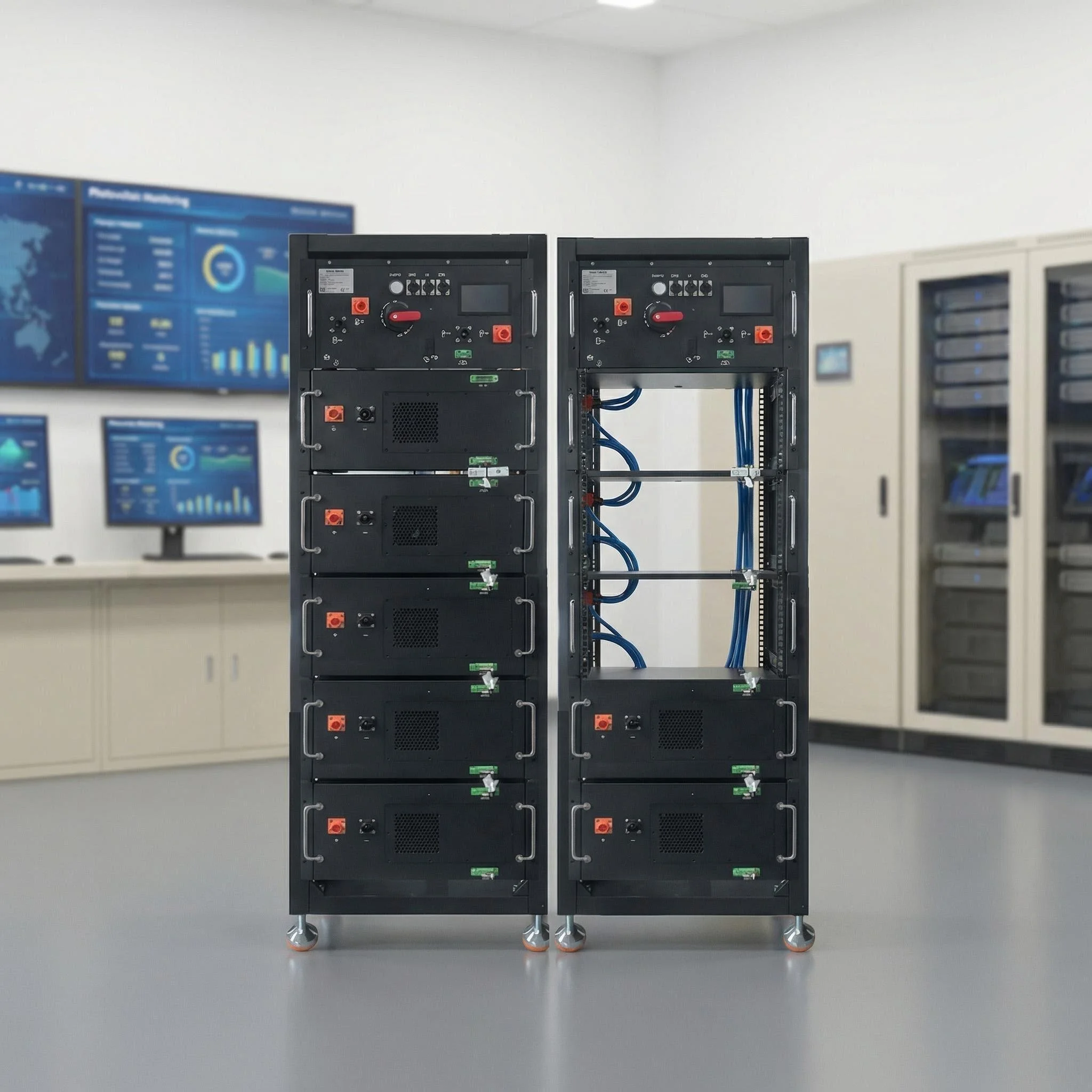192KWH 614.4V 314AH High Voltage Rack Battery PV Solar Energy Storage System With 12 Battery Packs