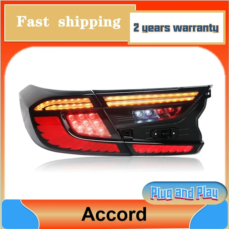 

Автостайлинг для Honda Accord, задний фонарь 2018-2021 Accord 10-го поколения, задние фонари Accord X DRL, противотуманный тормоз, сигнал поворота, Реверсивный