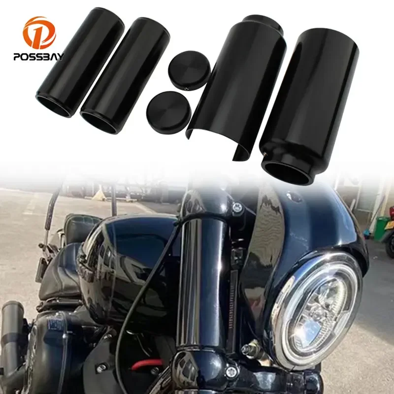 

Front Upper Lower Fork Cover Kit Motorcycle Tube Cap for Harley Davidson and Up Softail Street Bob and Low Rider 2018 2019-2021