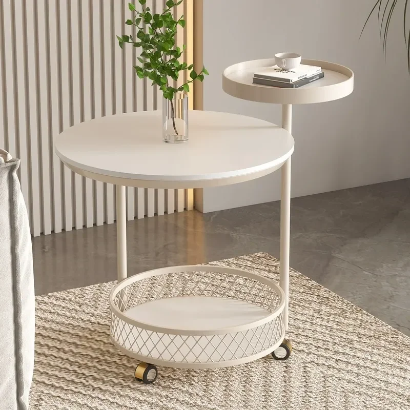 Modern White Sintered Stone Edge Table Double Layer Removable Coffee Side Table for Living Room Bedroom Corner