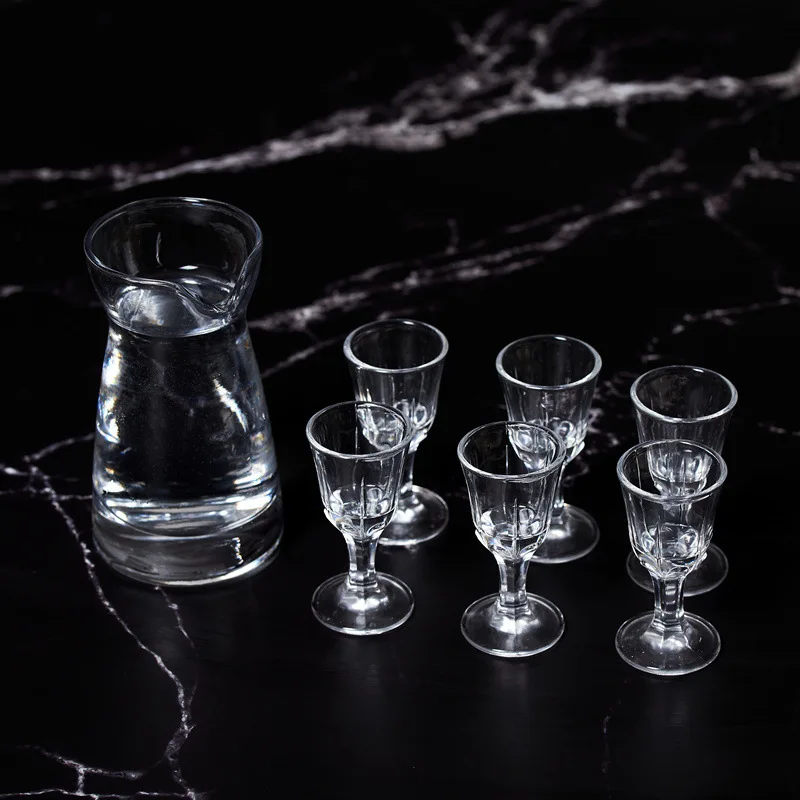 Chinese Wine Set 10ml Goblet Glass 80ml Wine Dispenser Decanter Home Vodka Set Small Wine Cup 7 Piece Set Distilled White Spirit