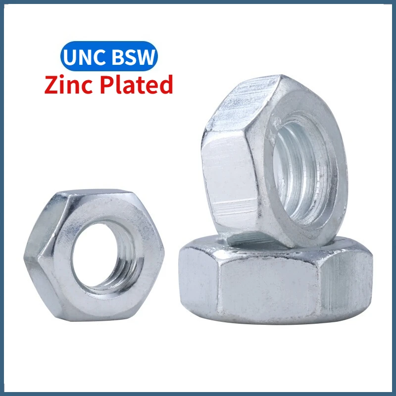 4#-40 1/2-12 1/4-20 1/8-40 3/8-16 3/16-24 5/16-18 5/32-32 UNC / BSW Imperial Zinc Plated Carbon Steel Hex Hexagon Nut