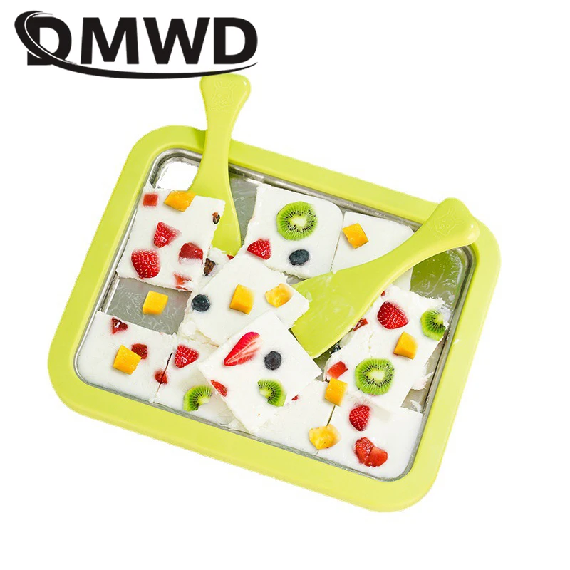 

Mini Stir Fried Food Yogurt Machine Frozen Pan Children Instant Milk Ice Cream Maker Stainless Steel Frying Cold Plate Plug Free