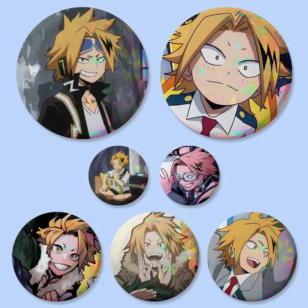1 unidad de insignias de personaje de dibujos animados Denki Kaminari, broche redondo creativo, accesorios de decoración para bolsos, regalos coleccionables para amigos