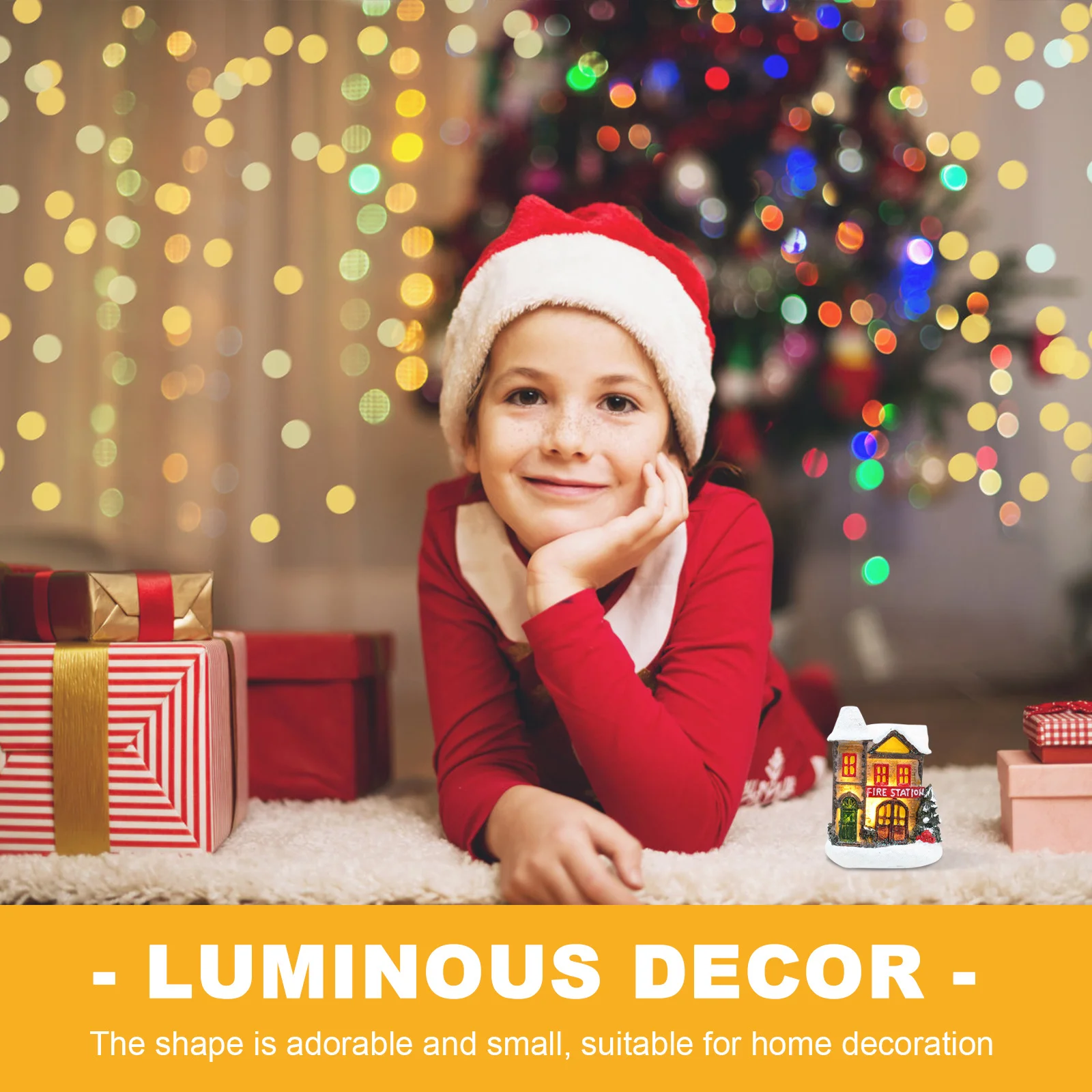 

1pc Luminous Resin Mini House Ornament Festival Party Christmas Decoration Art Craft Gift