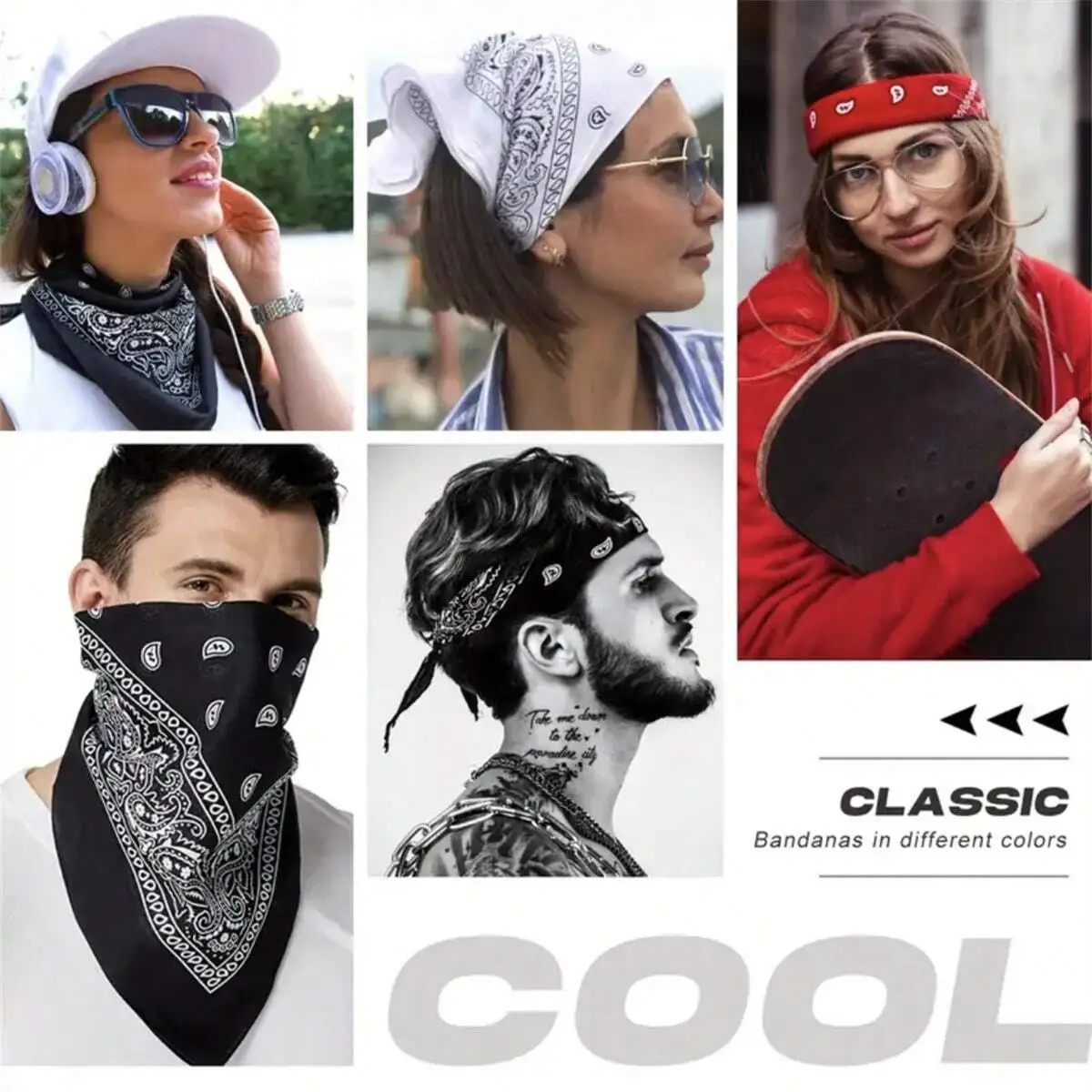 

3pcs Paisley Bandanas For Men And Women Soft Cotton Scarf Headband Neck Wrap