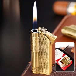New Metal Retro Open Fire Lighter Retro One Button Ignite Butane Gas Inflatable Lighter Smoking Accessories Gift Tool