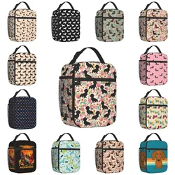 Custom Doxie Florals Dachshund Lunch Bag Women Cooler Warm Insulated Lunch Box for Adult Office