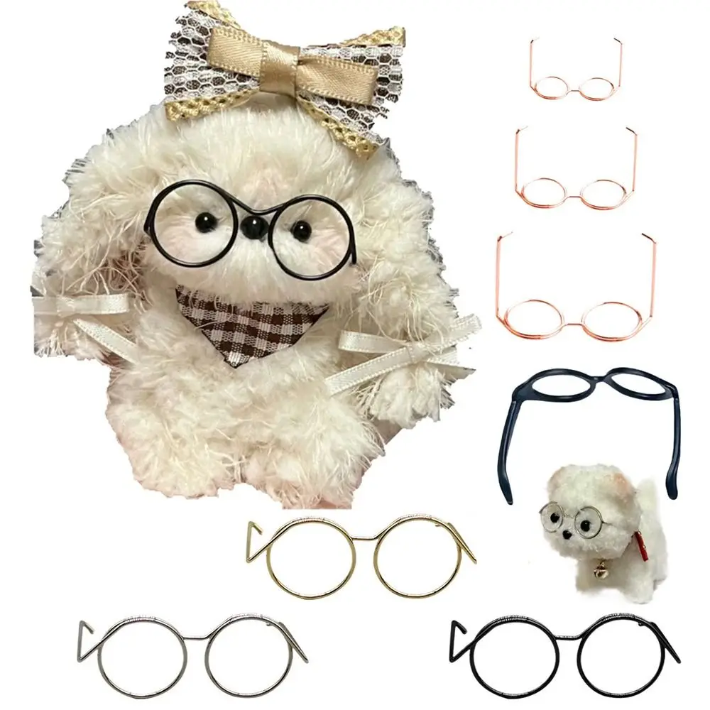 Cotton Doll Glasses Mini Confused Doll Iron Wire Small Eyeglass Frame DIY Pendulum Twist Stick Dog Eye Accessories