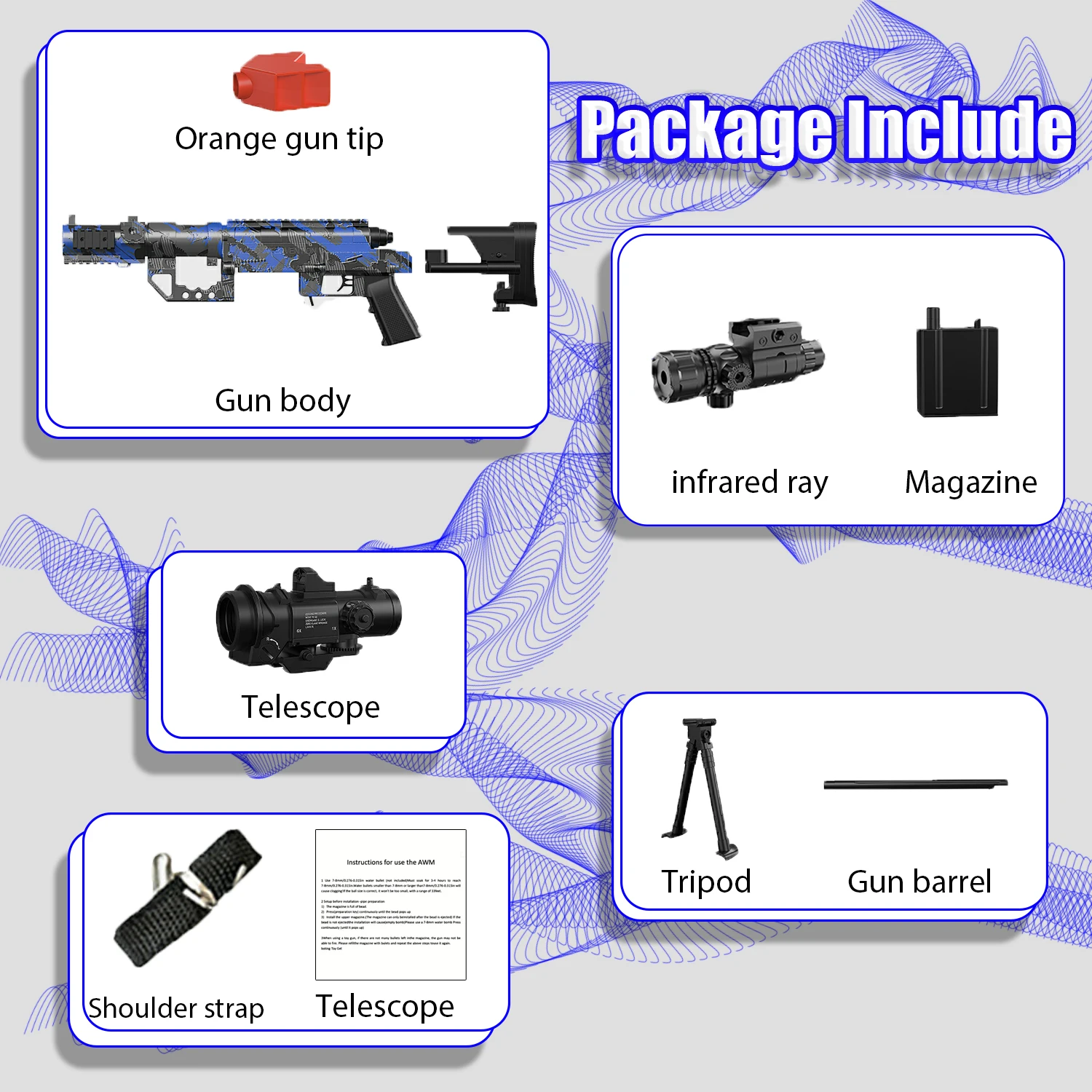 M200 Toy Sniper Blaster – Atirador de bola de gel seguro para crianças, brincar ao ar livre – Diversão no quintal, presente perfeito para o Natal e o Halloween